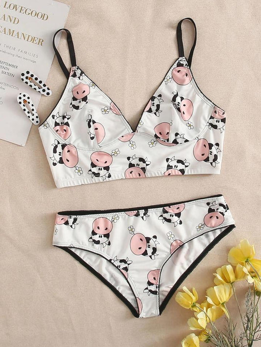CARTOON COW LINGERIE SET